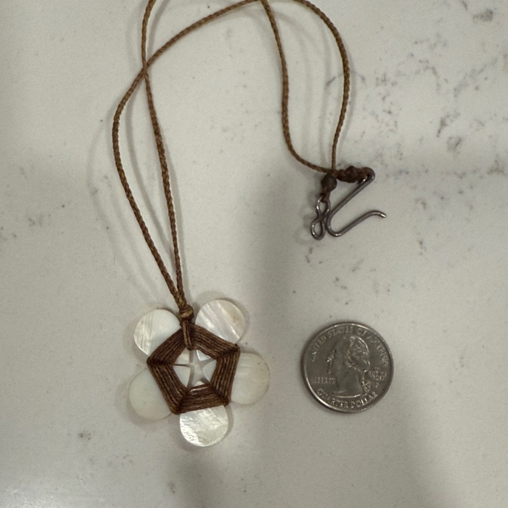 Brown and White Pendant Necklace